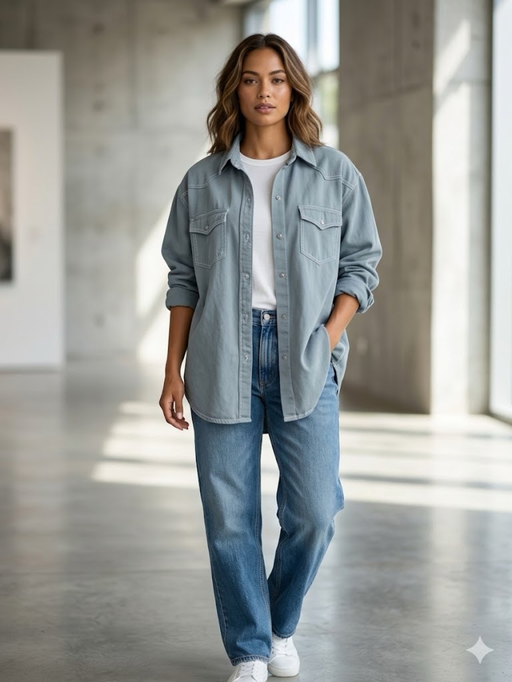 PrettyLittleThing blue-ish grey denim shacket